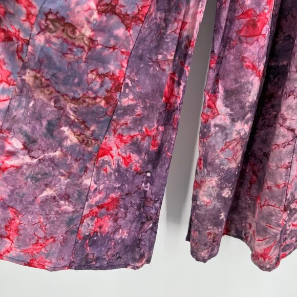 Unbranded Palazzo Pants One Size Tie Dye Made in Italy Cotton Smocked Wide Leg - Picture 7 of 10